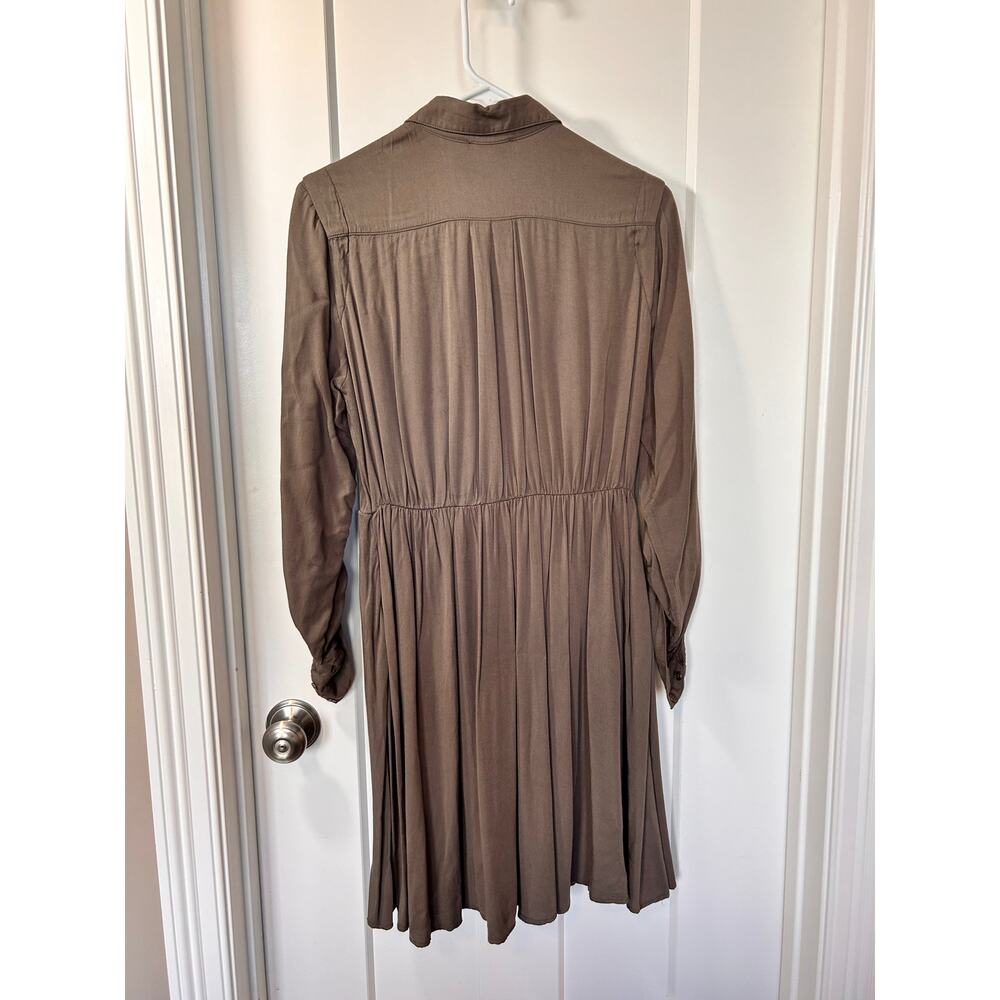 Effortless‎ Anthropologie Maeve Dakota Button-Up Shirt Dress Brown Size X-Small - Picture 4 of 11